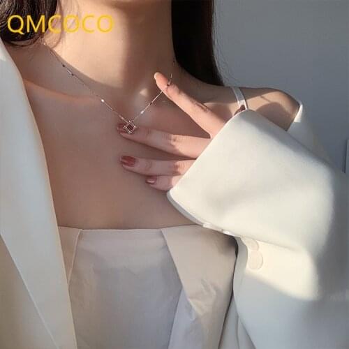 Geometric Stereoscopic Square Pendant Necklace For 2021 INS New Style Trend Fashion Personality Girl Collarbone Chain