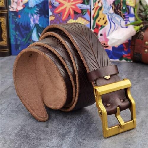 Hand Carving Luxury Leather Belt Men Solid Brass Belt Buckle Ceinture Waist Mens Belt Desiger Leather Belt Fot Men MBT0603
