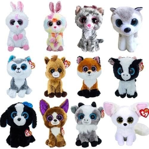Ty Big Eyes Beanie Unicorn Cat Cow Flamingos Plush Toy Fox Owl Dog Reindeer Lion Mouse Toys Boys and Girls Christmas Gifts 15cm