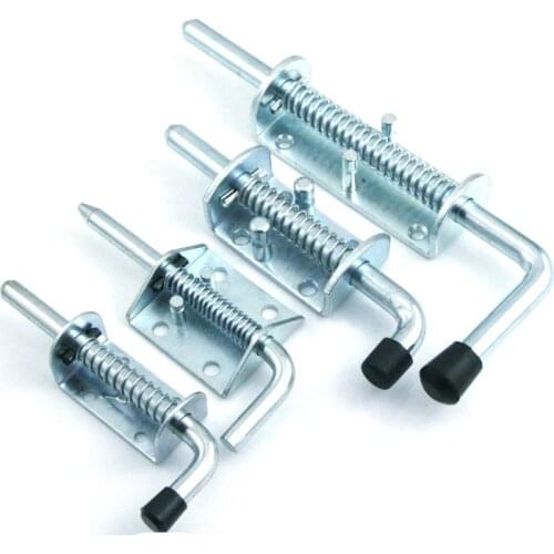 Heavy duty spring Barrel Bolt sliding gate Safety lock metal loaded Latch Hasp Staple Door Cabinet Hinges Mechanical Hardware