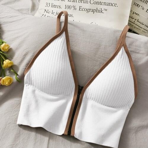 Womens Sexy Tube Tank Top Deep V Zipper Chest Wrapped Crop Tops Seamless Sexy Rimless Vest Streetwear Basic Top Camis Underwear