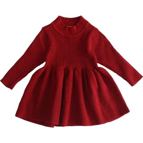 Girls Knitted Dress 2019 autumn winter grils Clothes Children Baby toddler dress for girl princess Cotton warm Christmas Clothes