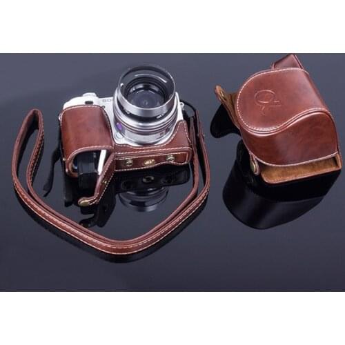 High quality Camera Bag PU Leather Case For Sony ILCE-5000 A5000 A5100 a 5100 with16-50mm Lens Cover+Battery Bottom Opening