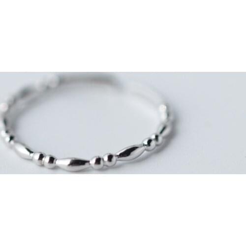 MloveAcc 925 Sterling Silver Jewelry Smooth Small Ball Beads Rings for Women Adjustable Party Birthday Gift Ring Anel Bague
