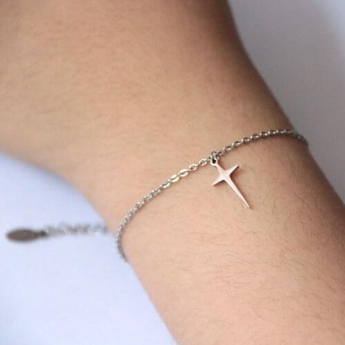 1 Pc Spark Star Stainless Steel Bracelet Simple Cross Bracelets For Cute Women Girls Fashion Jewelry Lucky Gift