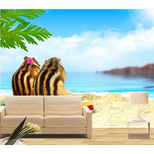 Custom 3D murals,Coast Chipmunks Two Animals papel de parede,the living room sofa TV wall bedroom background wallpaper