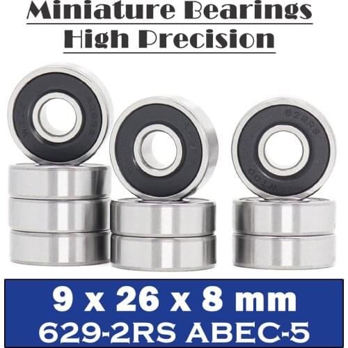 629RS Bearing ABEC-5 (10PCS) 9*26*8 mm Miniature Sealed 629-2RS Ball Bearings 629 2RS