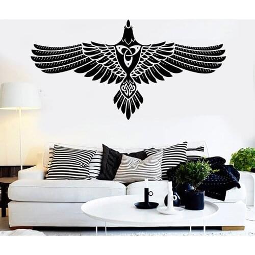 Abstract Crow Pattern Wall Sticker For Living Room Raven Ornament Vinyl Wall Decal Bedroom Nordic Home Decoration Art Mural 6914