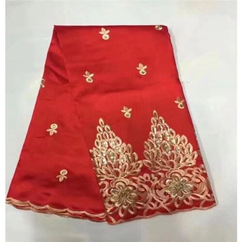 African Lace Fabric 2018 Embroidered Latest red Color George Lace Fabric For Nigeria Wedding dress Lace Fabric zgl65-965