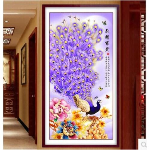 Diamond Embroidery Mosaic Painting Cross Stitch Special Shaped Alien Full Peacock Opening Peony DIY 5D/3D Sale Decoration Gift
