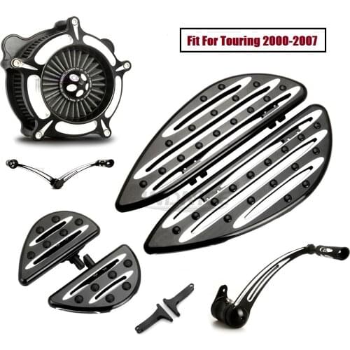 Black Driver Passenger Floorboards Foot boards Shifter Brake Arm Levers Air Cleaner filters For harley 1997-2007 Electra Glide