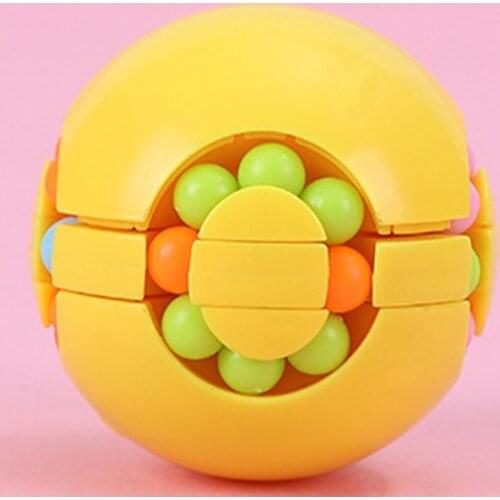 D7WF Rotary Gyro Stress Relief Cube with Beads Interactive Mini Novelty Toy Sensory Spinner Handhold Gyro for Autism Therapy