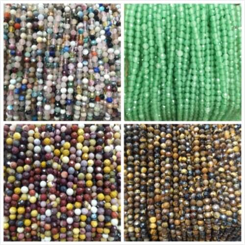 Faceted 4MM Natural Stone Beads Amethysts Agates Tourmaline Lapis lazuli Beads For Jewelry Making DIY Bracelet Necklace Material