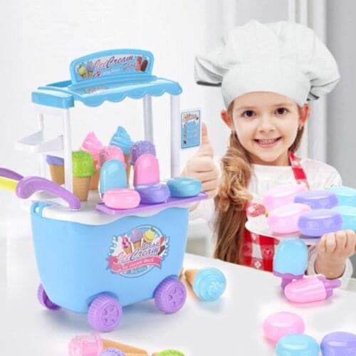 Ice Cream Girl Toys Pretend Play Ice Cream Cart Play Food Set Truck Ice Cream Games Kids Toys for Girls Gifts