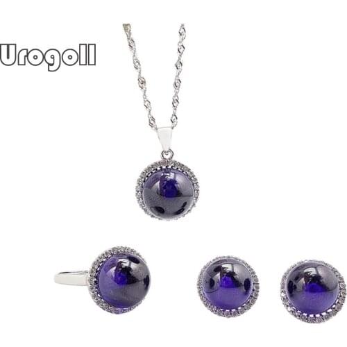 Classic Silver 925 Jewelry Set Pure 925 Sterling Silver Luxury Zircon Necklace Earring Ring Valentines Day Crystal Fashion Set