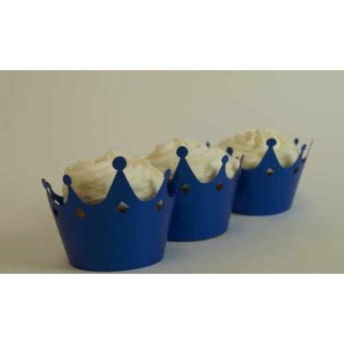 Royal blue prince birthday cupcake wrappers wedding baptism Christening baby bridal shower party cake holders containers
