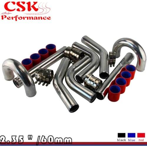 Red 2.36" Inches 60mm Turbo/Supercharger Intercooler Polish Pipe Piping Kit