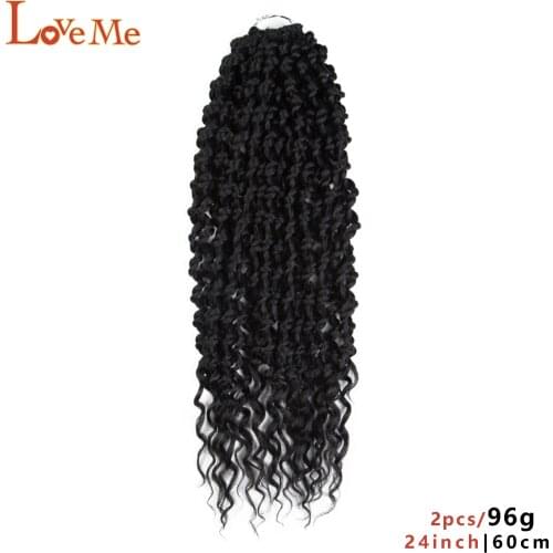 LOVE ME 24 Inch Faux Locs Crochet Braid Hair Synthetic Braids Extensions Goddess Ombre Brown Kinky Curly Afro Hair For Women