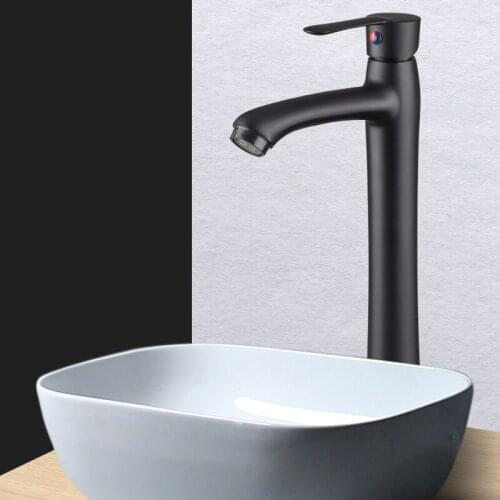 Matt Black Bathroom Sink Faucet Single Handle Long Basin Faucet Stainless Steel Wash Tap Bathroom Toilet Deck Mounted Basin Tap