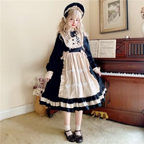 Buffys Lover Letter Sweet Womens Lolita OP Dress Dress Lantern Sleeve Bows Trim Cute One Piece Vintage Style Elegant Dress