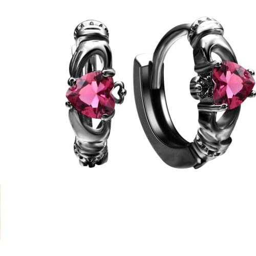 Fashion pink green blue Zircon BLACK GUN plated love hoop Earrings Summer New cheap product jewelry for women Distribution