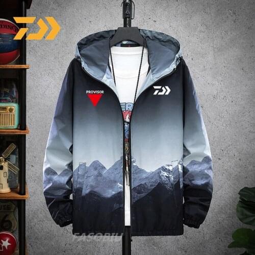 2021 DAIWA Men Autumn Waterproof Clothing Outdoor Men Coat Sports Hiking Fishing Shirt Thin Hooded Fishing Clothes