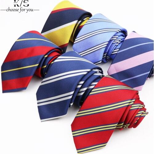 Men Ties Fashion Classic Stripe Yellow Red Blue Wedding Party Ties Bussiness Gift Jacquard Daily Wear 7cm Shirt Accessories