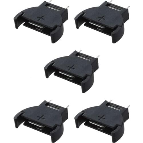 NEW-5 Pcs Black Plastic CR2032 Cell Button Lithium Battery Sockets Holder