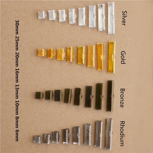 6-30mm 50pcs Crimp beads cove clasps Cord End Caps String Ribbon leather Clip Foldover DIY Necklace Bracelet Connectors Jewelry