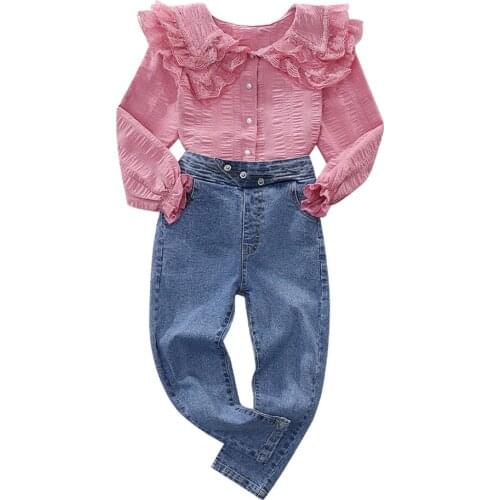 Girls Clothes Blouse + Jeans Clothing For Girls Casual Kids Girl Clothes Set Spring Autumn Childrens Clothes Girl