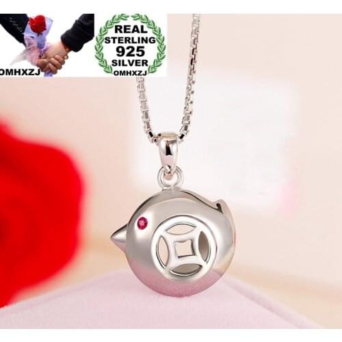 OMHXZJ Wholesale European Fashion Woman Girl Party Wedding Gift Chicken Zircon S925 Sterling Silver Necklace Pendant Charm CA130
