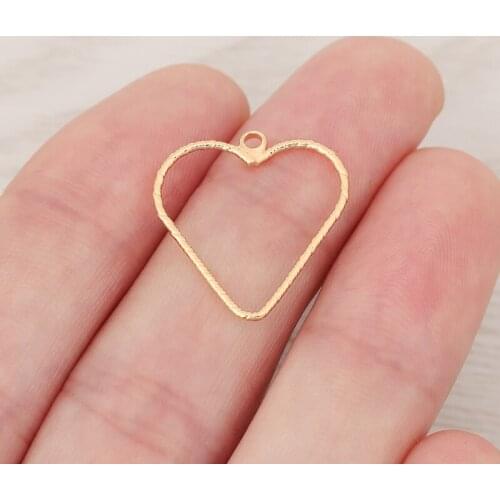20pcs/lot Heart Charms Making Accessories Handmade Metal Jewelry Findings DIY Earrings Genuine Gold Plating 22x20mm
