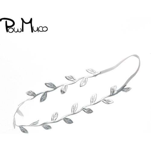 Powmuco Baby Girls Shining Gold and Silver Leaves Headband Cute Infant Elastic Hairband DIY Clothing Decoration Birthday Gifts