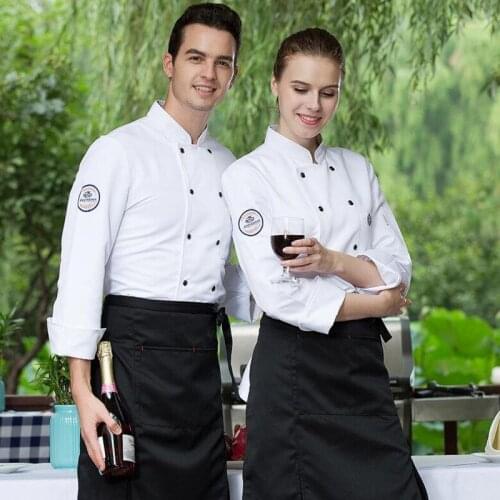 Chef Work Clothes Long Sleeves Plus Size Baking Cafeteria Kitchen Uniform Catering Barbecue Restaurant Male Female Jacket H2052