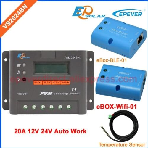 24V 20A 20amp controller EPEVER Brand Solar panel regulator VS2024BN with bluetooth and wifi BOX 12V temperature sensor