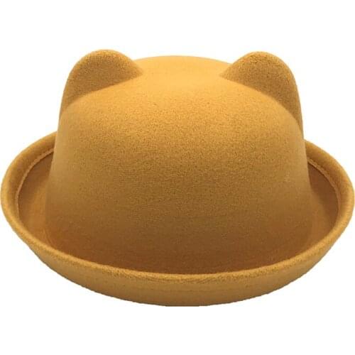 Cartoon Ears Hat Boy girl Cute Fashion Felt cap Baby Cat Ears Warm Children Solid Color Dome Fedoras Trilby Welcomed Cap