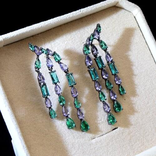 CINKILE New Arrival CZ Tassel Drop Earrings for Women Luxury Wedding Party Jewelry High Quality Shining Earrings Copper Material