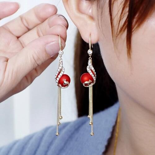 Fashion earrings tassel phoenix long pearl earrings new trend temperament earrings boutique earrings ladies jewelry gifts