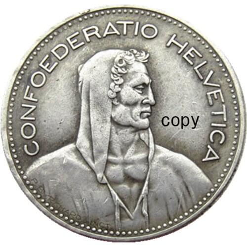Switzerland 5Frs 1937-1954 5PCS Date for Chose Silver Plated Creative Copy Coin(31.45mm)