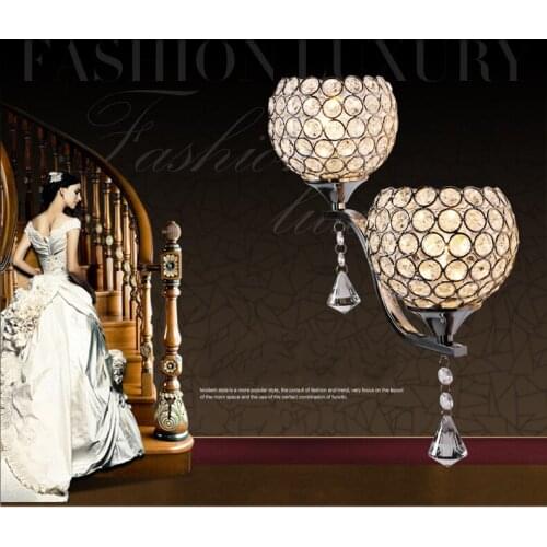 LED Wall Lamp wall fitting bracket light Bedroom Stair Lamp Crystal Wall Light Silver/Gold E27 AC90-265V For Bedroom Decor