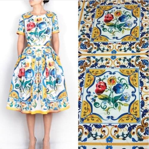 1.75meter Handicrafts Majolica Chinese Chine Imitate Silk Satin Charmeuse Fabric for Woman Girl Summer Dress Sewing DIY