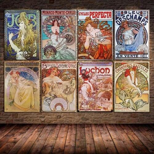 Alphonse Mucha Vintage Illustration Canvas Painting Posters Prints Cloth Fabric Wall Art for Living Room Cuadros Decor Unframed
