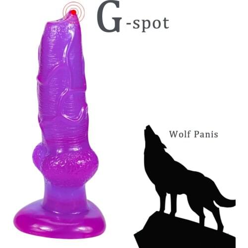G-Spot Wolf Penis Sex Toys 22CM Animal Simulation Penis Wolfdog Sheep G-spot Backyard Fake Penis Masturbation Adult Products