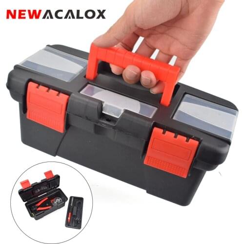 NEWACALOX Tool Box with Handle Compartment Storage Organizers Toolbox for Hardware Tool Soldering Iron Accessories Toolcase