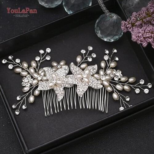 TOPQUEEN HP296 Freshwater Pearl Hair Patch Bridal Hair Accessories for Women Alloy Flower Wedding Bridal Comb Wedding Hair Clip