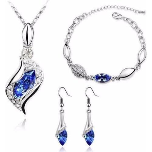 ZOSHI Top Quality Elegant luxury design new fashion Silver plated colorful Austrian crystal drop jewelry sets women gift