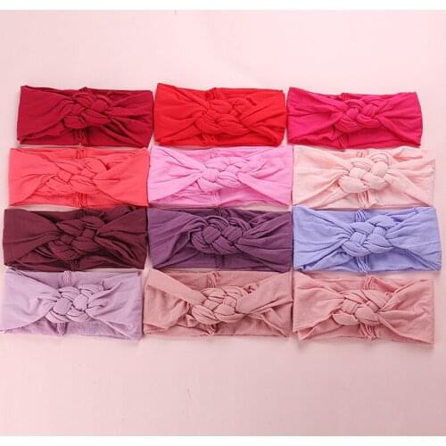 12pcs Nylon Headbands Hot-sale Cross Knot Weaved Elastic Headband DIY Hair Accessories For Kid Girls Headwrap Photo Pro Headwear