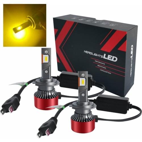 2PCS 60W H1 H3 H8 H9 H11 LED Headlight Kit for Car H7 LED Canbus 9006 9006 9012 LED Bulbs 12V 24V 3000K 16000LM Yellow Fog Light