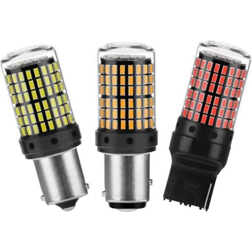 T20 7440 7443 BA15S P21W BAU15S PY21W Front Rear Turn Signal Bulb Canbus Error Free Led Amber Yellow 3014 144SMD