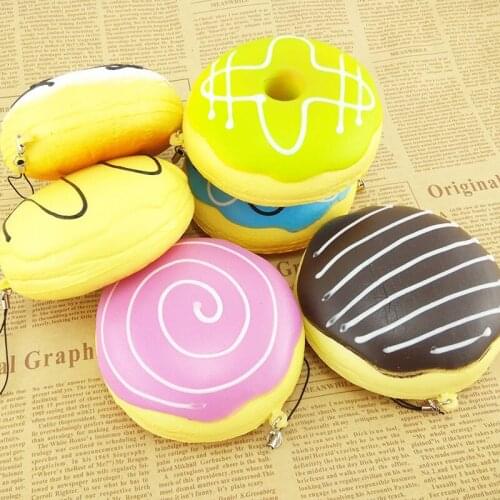 20PCS Jumbo 10CM DIY Kawaii Soft Donut Squishy Cute Scented Bread Simulation Food Kid Toy Strap Wholesale